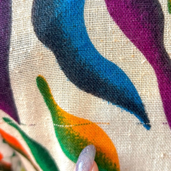 80s/90s True Vintage Rainbow Zebra Print Linen Drop Waist Dress - Picture 8 of 10